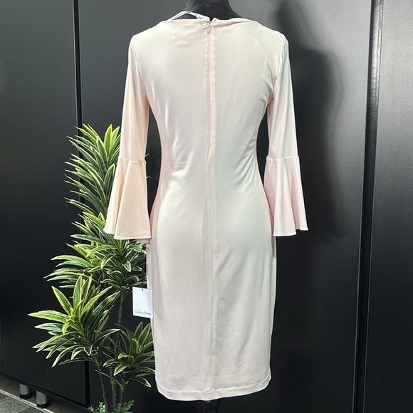 Calvin Klein Long butterfly ruffle sleeve,scoop neck,zipper back, lined, blush - Picture 3 of 11